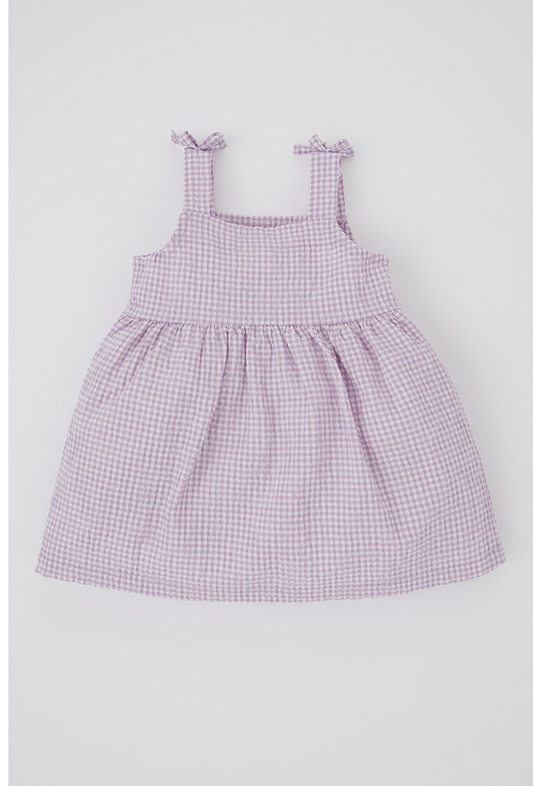 Rochie fara maneci cu imprimeu gingham