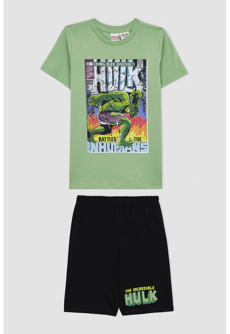Pijama scurta cu imprimeu Hulk