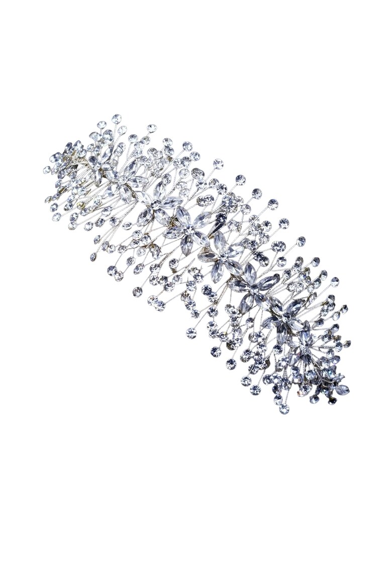 Accesoriu de par argintiu - cu flori si pietre - Bastian C2