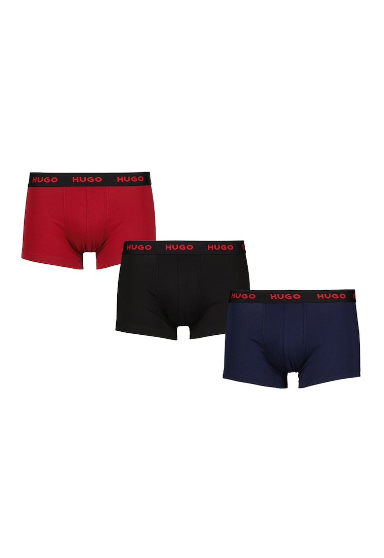 Set de boxeri cu logo - 3 perechi - Albastru inchis/Rosu inchis/Negru stins