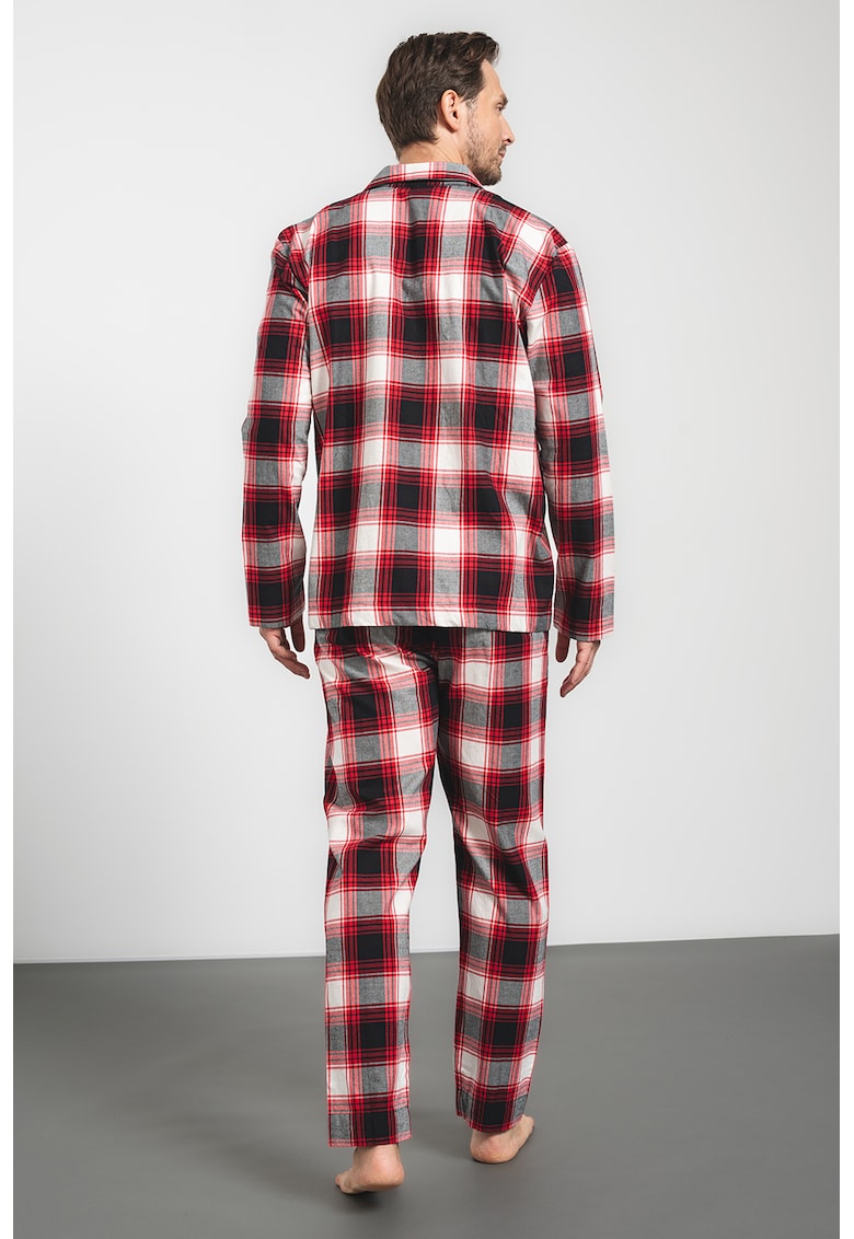 Pijama lunga din bumbac cu model in carouri