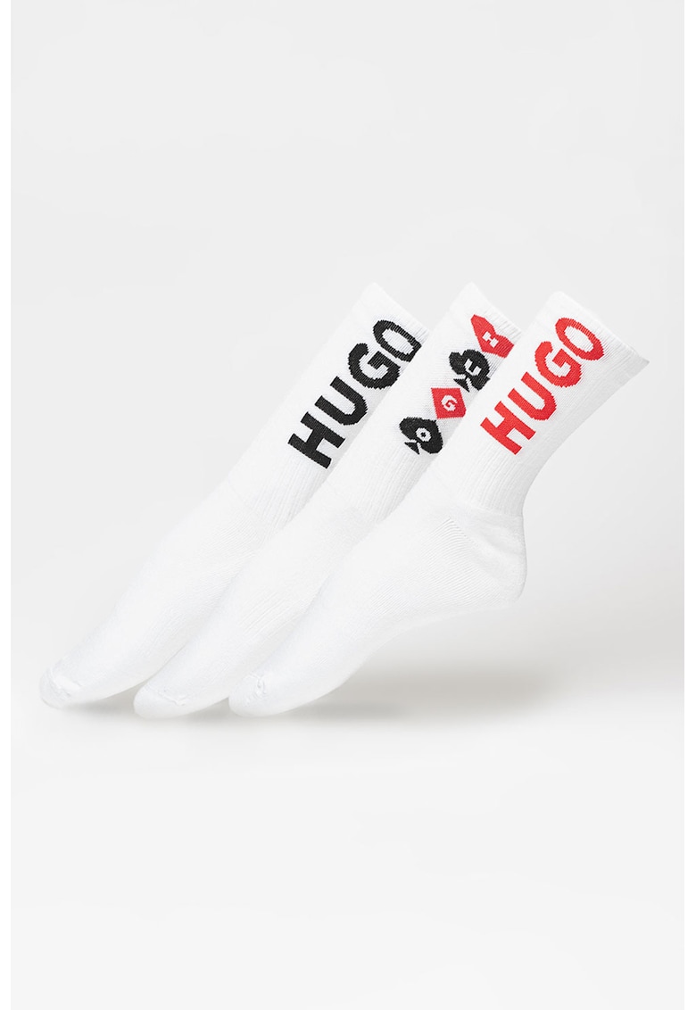 Hugo Set de sosete scurte - 3 perechi - Rosu/Alb/Negru