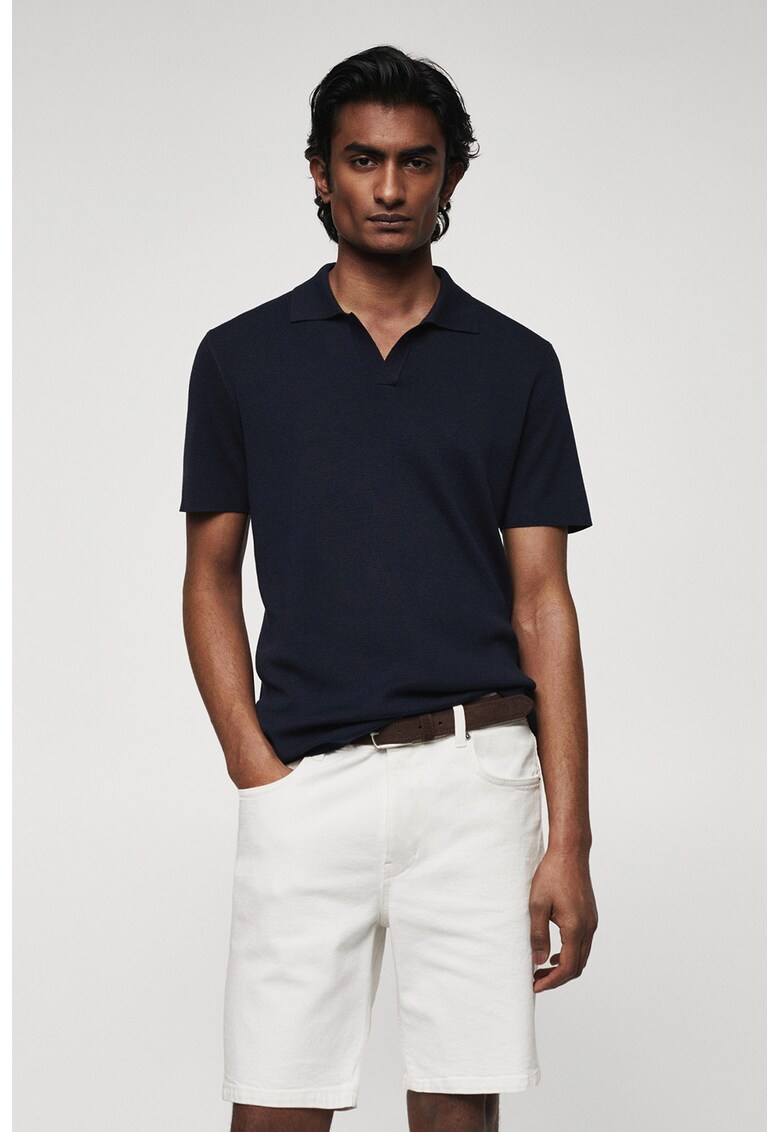Tricou polo tricotat fin Lino