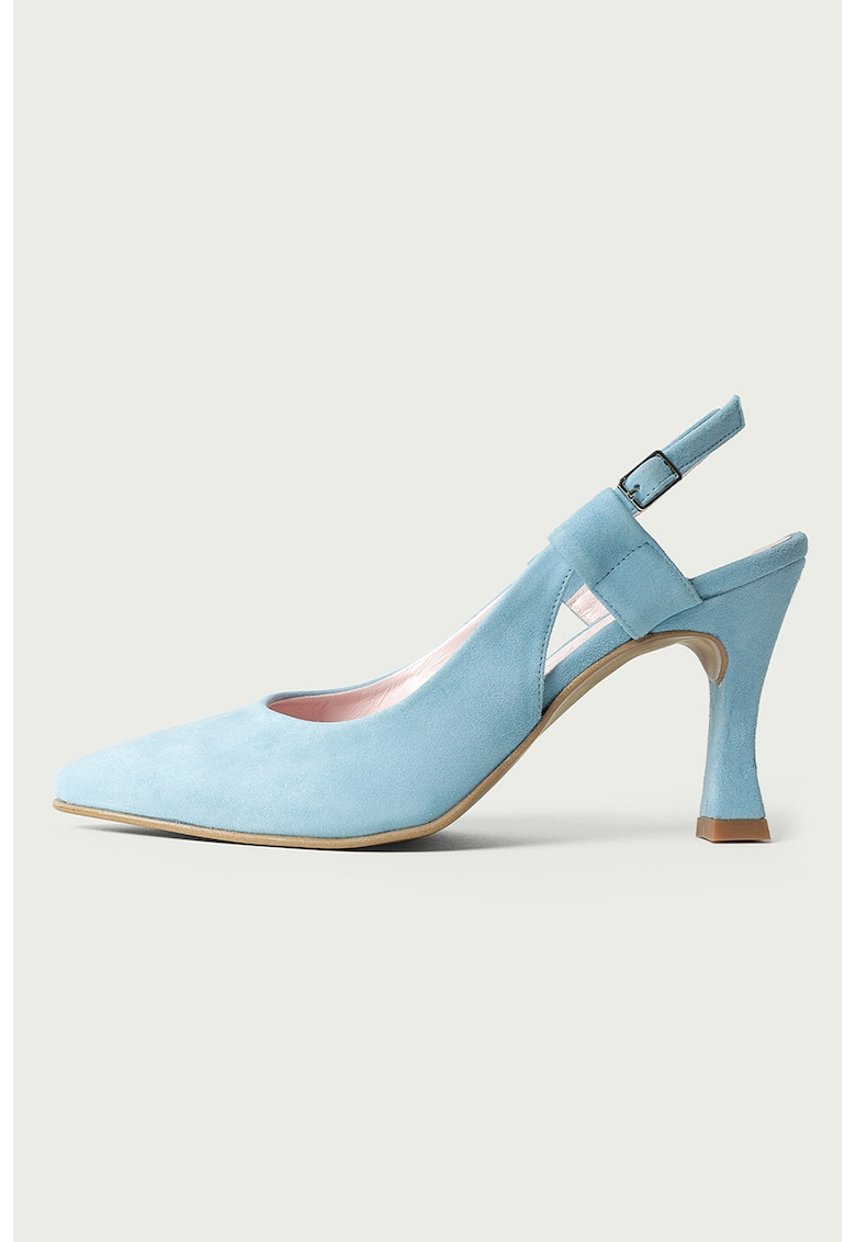 Pantofi slingback de piele intoarsa Davina - Albastru pastel