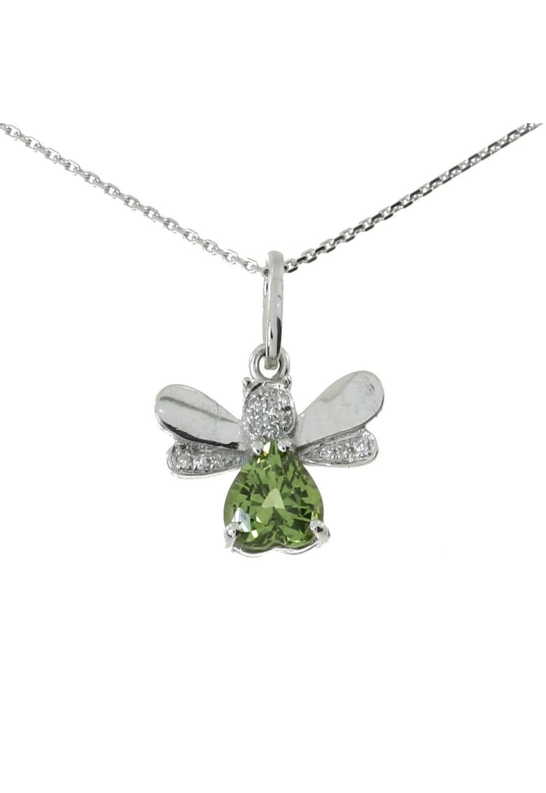 Colier din Aur Alb de 18K cu Diamante naturale de 0.03 Carate si Turmaline de 0.40 Carate