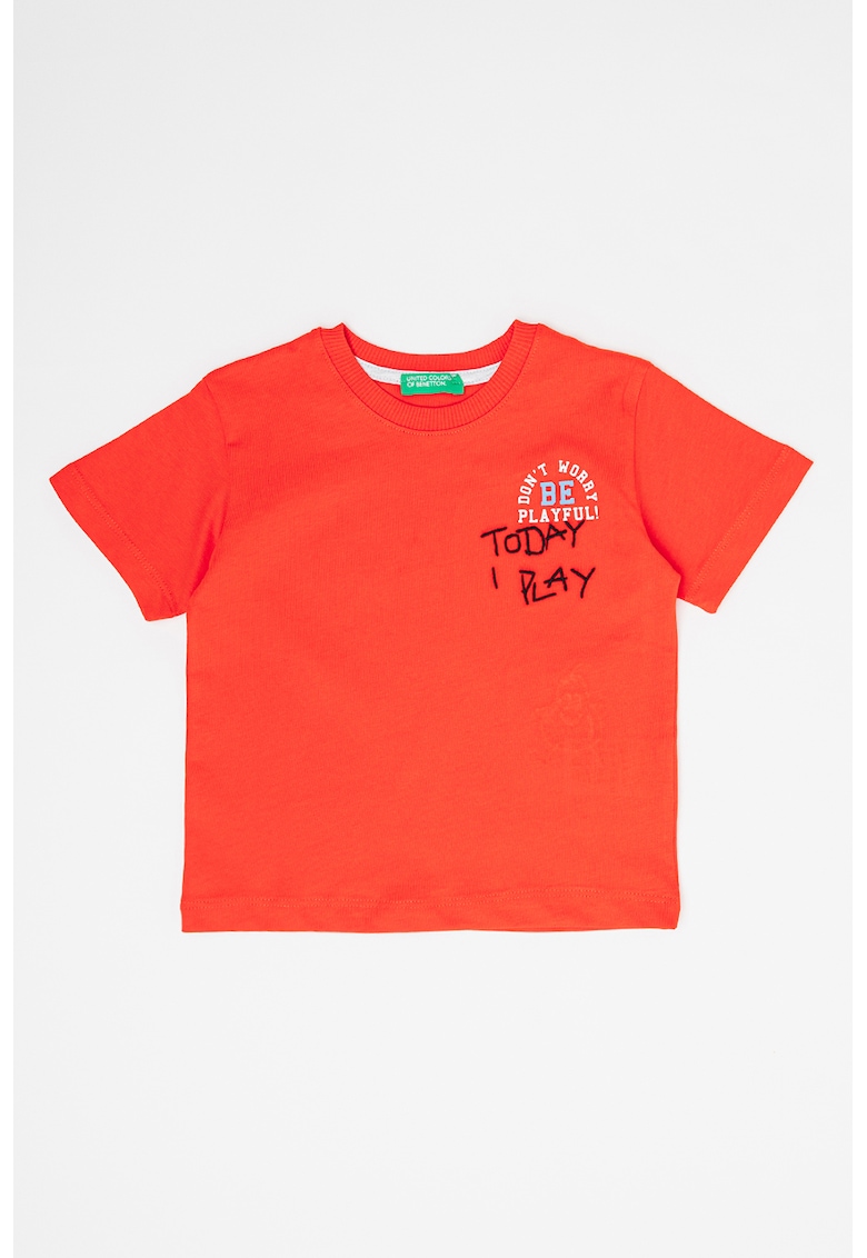 Tricou de bumbac cu decolteu la baza gatului - Rosu