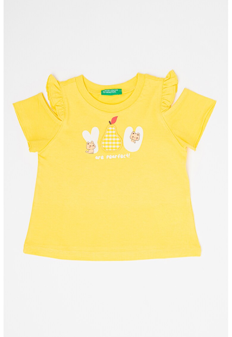 Tricou de bumbac cu imprimeu grafic - Galben
