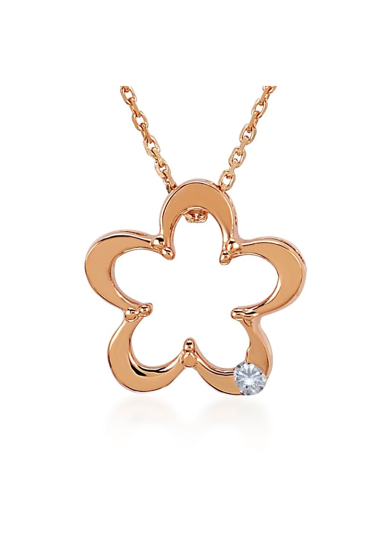 Colier Mastricht Aur Roz - 14K - Diamante de 0.02 Carate
