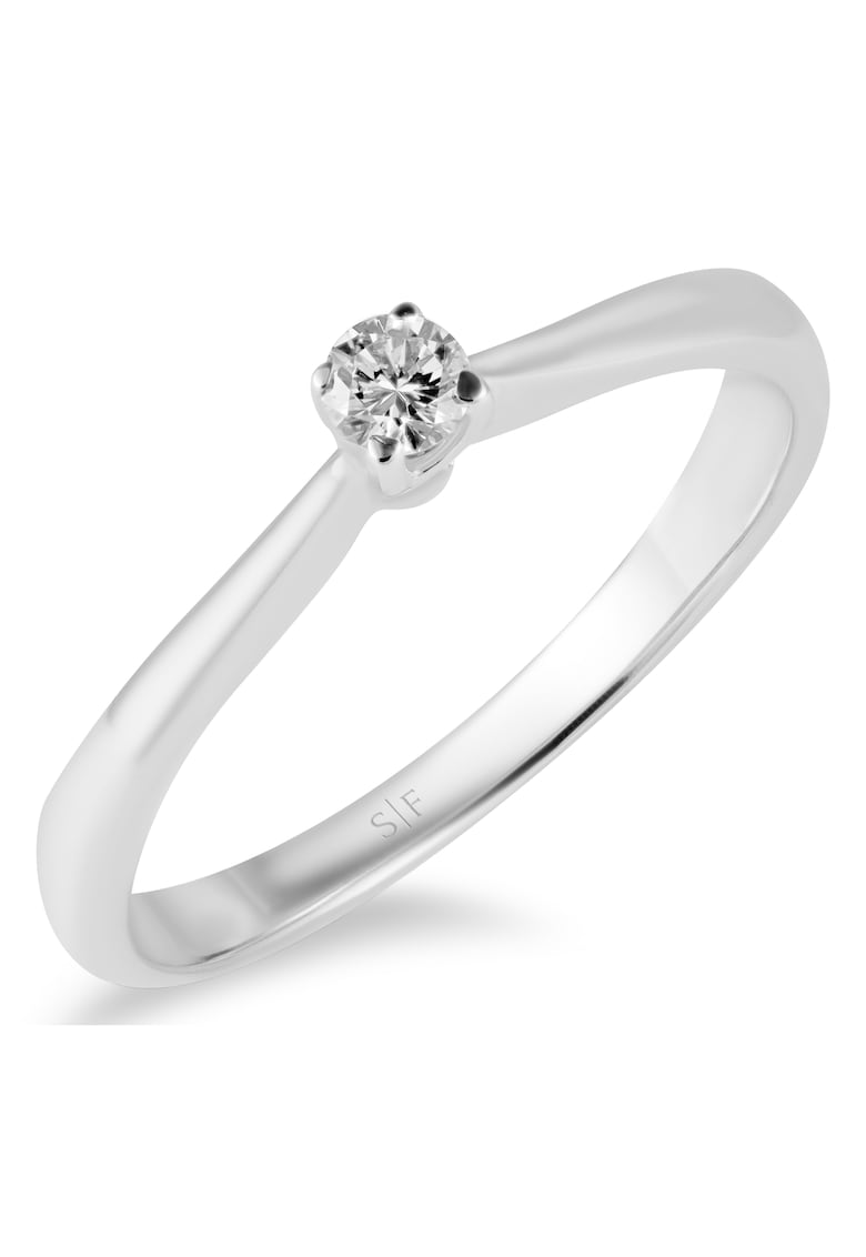 Inel Oulu Aur Alb - 18K - Diamant de 0.10 Carate