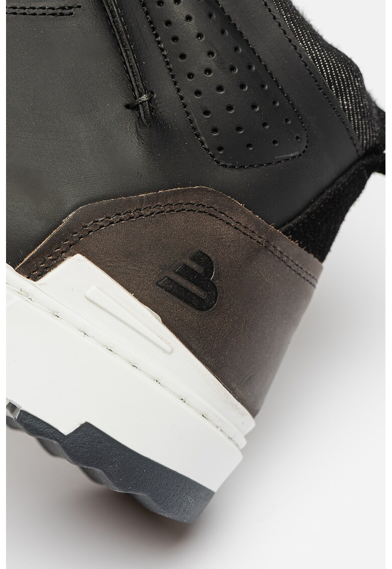 Pantofi sport high-top de piele cu garnituri textile