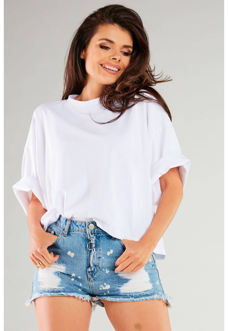 Bluza dama - Bumbac/Lycra - Alb -