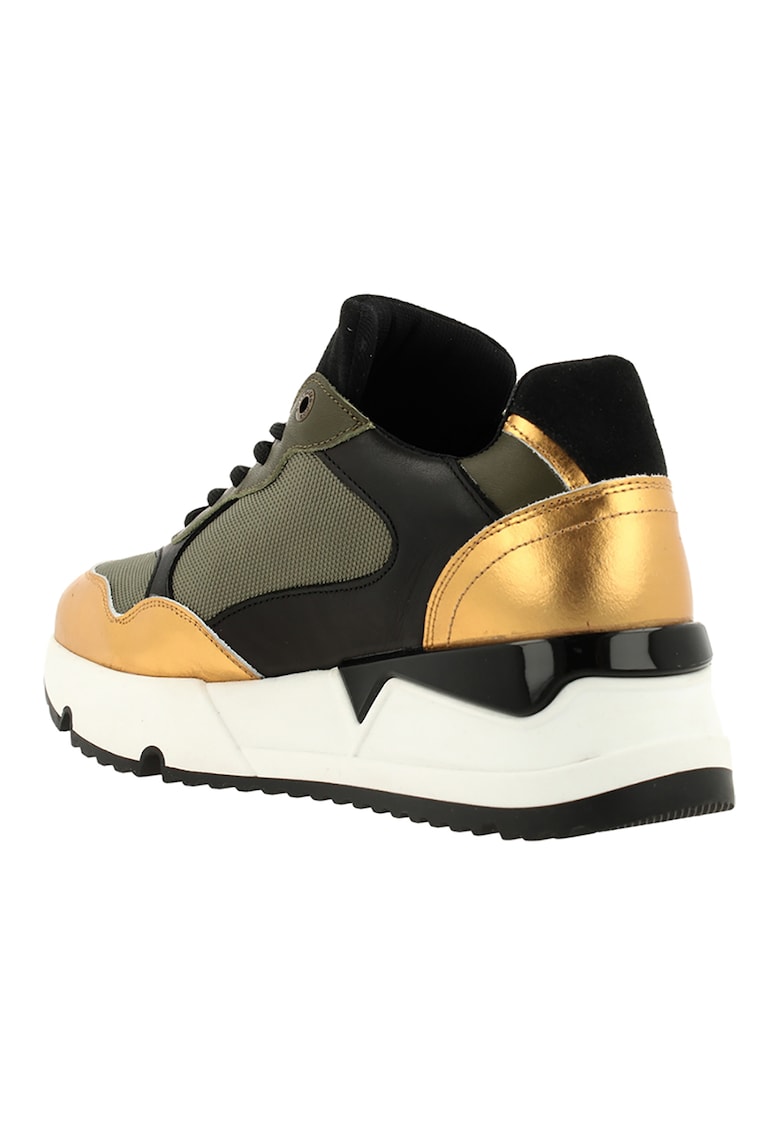 Pantofi sport de piele cu insertii din piele intoarsa