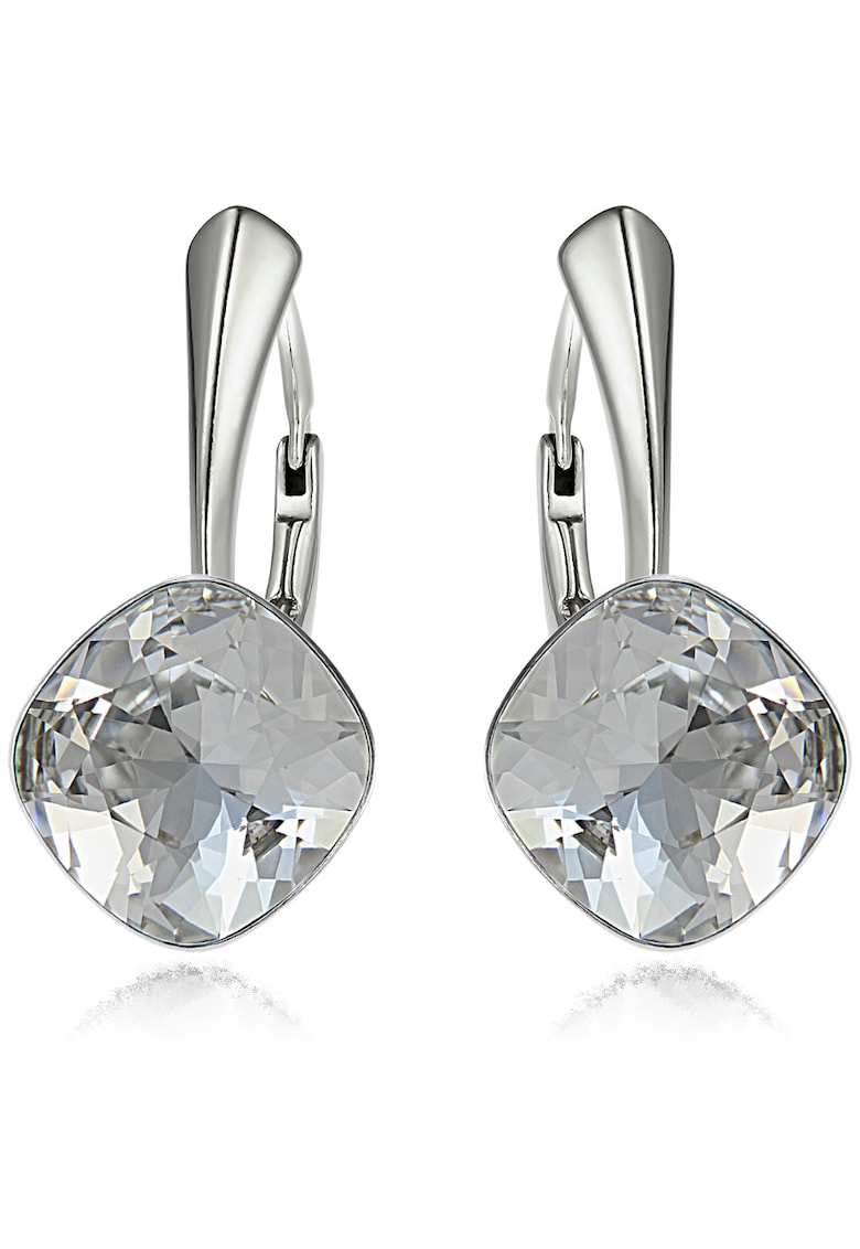 Cercei Argint 925 placat cu rodiu cu cristale® Princess Square 10mm - Alb