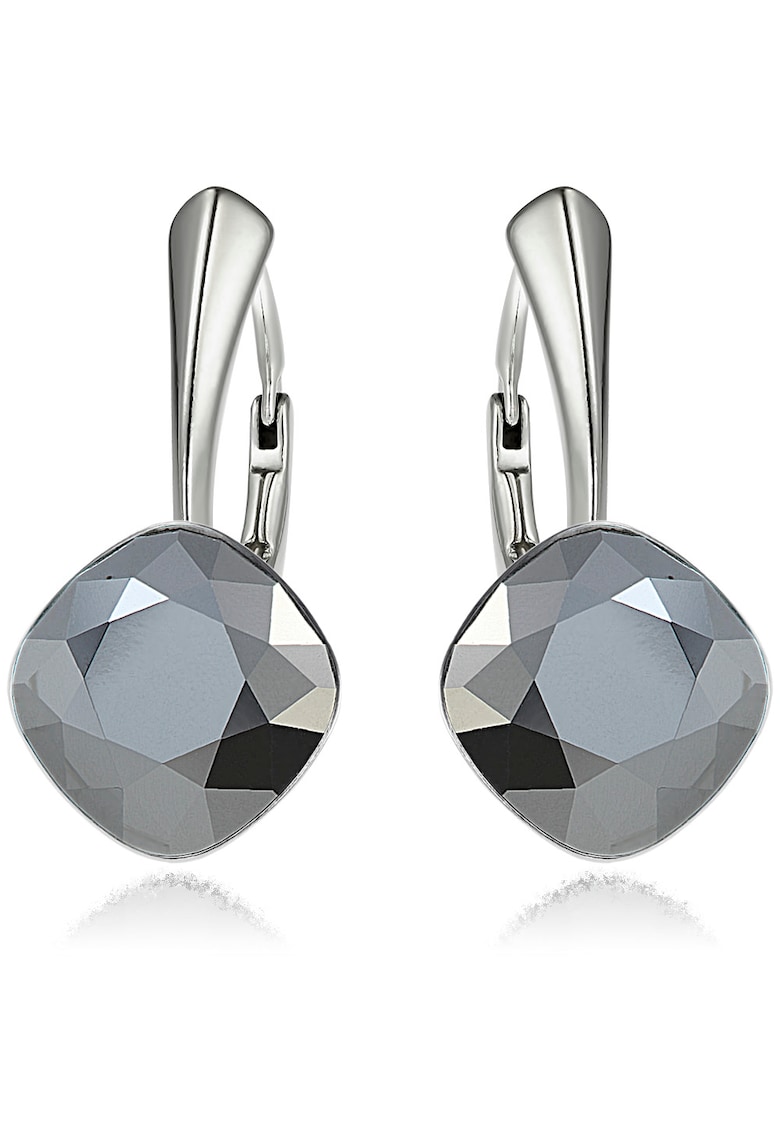 Cercei Argint 925 placat cu rodiu cu cristale® Princess Square 10mm - Argintiu