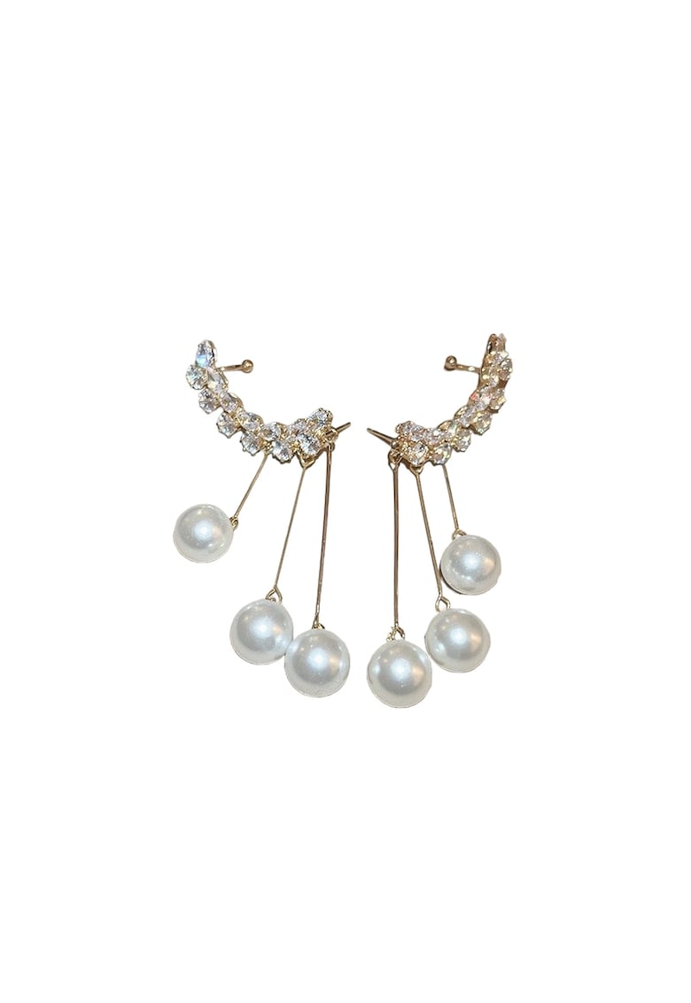 Cercei aurii - cu pietre din zirconiu si perle - Alda C3