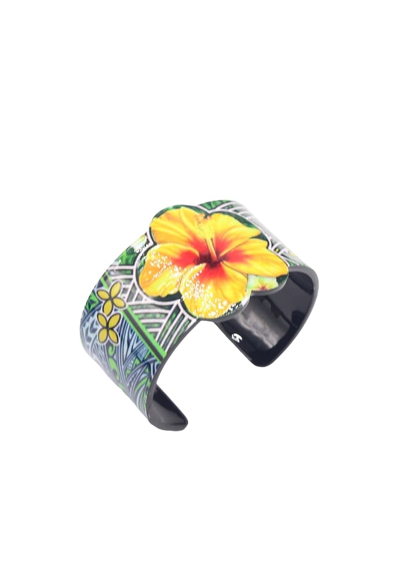 Bratara neagra - cu model floral - Adaline C1