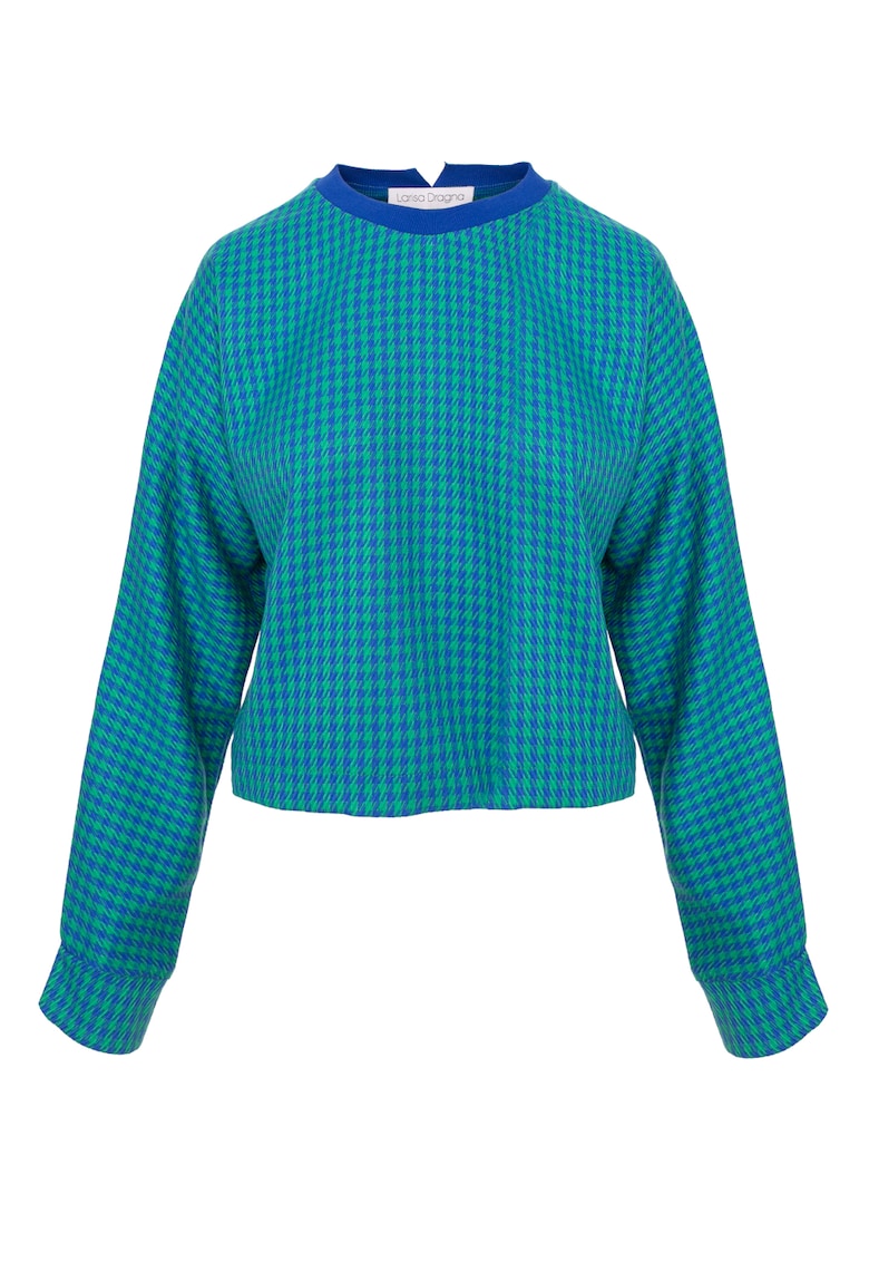 Bluza din amestec de bumbac cu model houndstooth