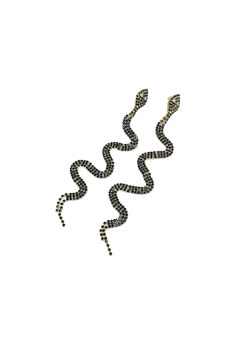 Cercei aurii - forma de sarpe - lungi - cu pietre negre - Zander C1 -
