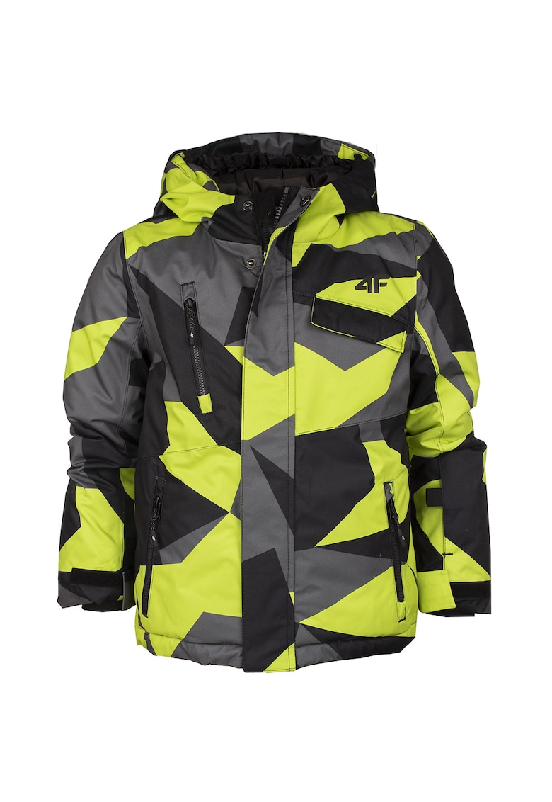 Jacheta de ski pentru baieti - Bumbac/Poliester - Negru/Verde