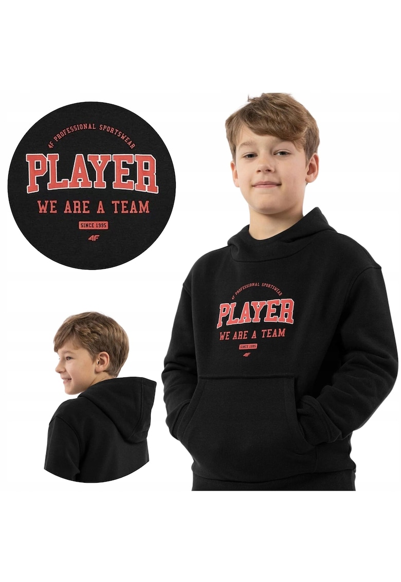 Hanorac sport copii - Bumbac - Negru/Rosu -