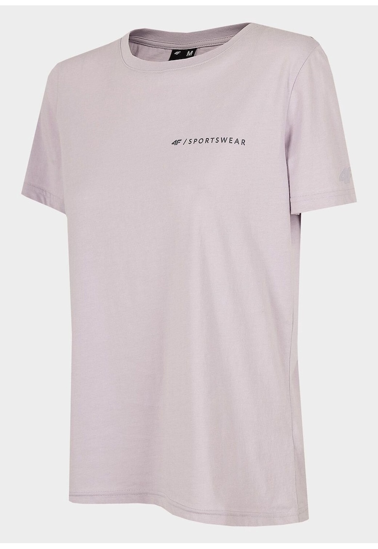 Tricou dama TSD025 - maneca scurta - cu imprimeu - bumbac - mov -