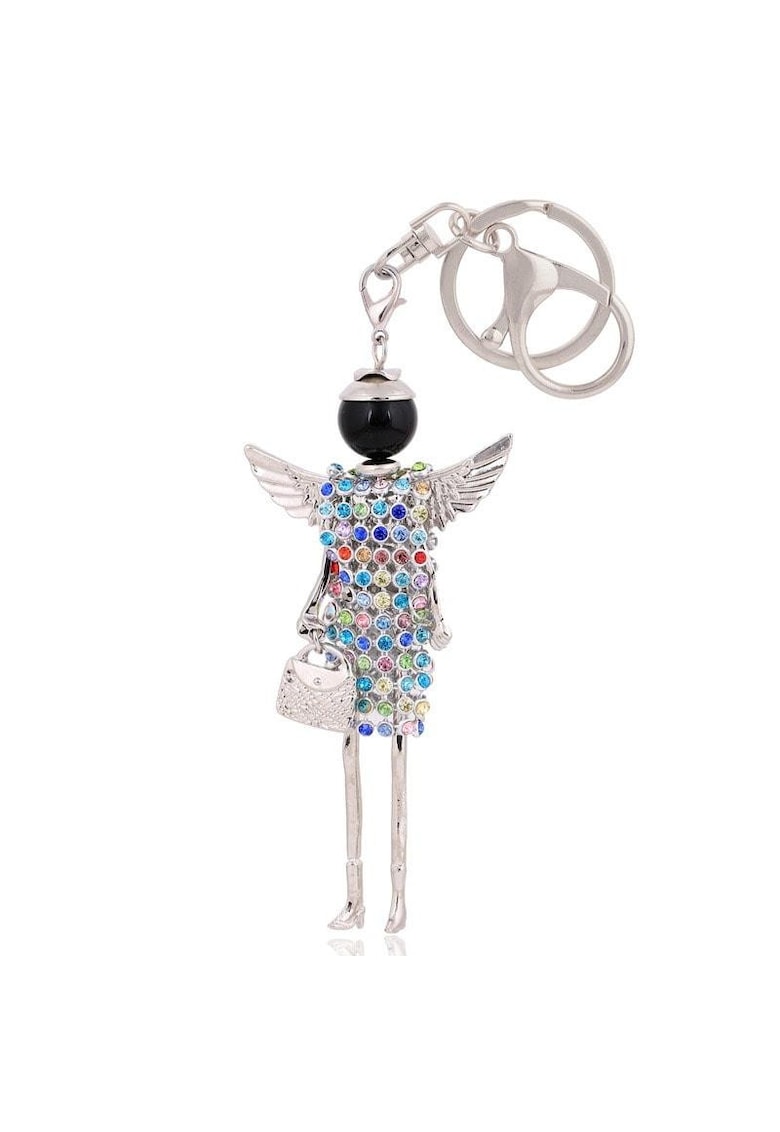 Breloc argintiu - forma de papusa - cu pietre - Zachary C7 -