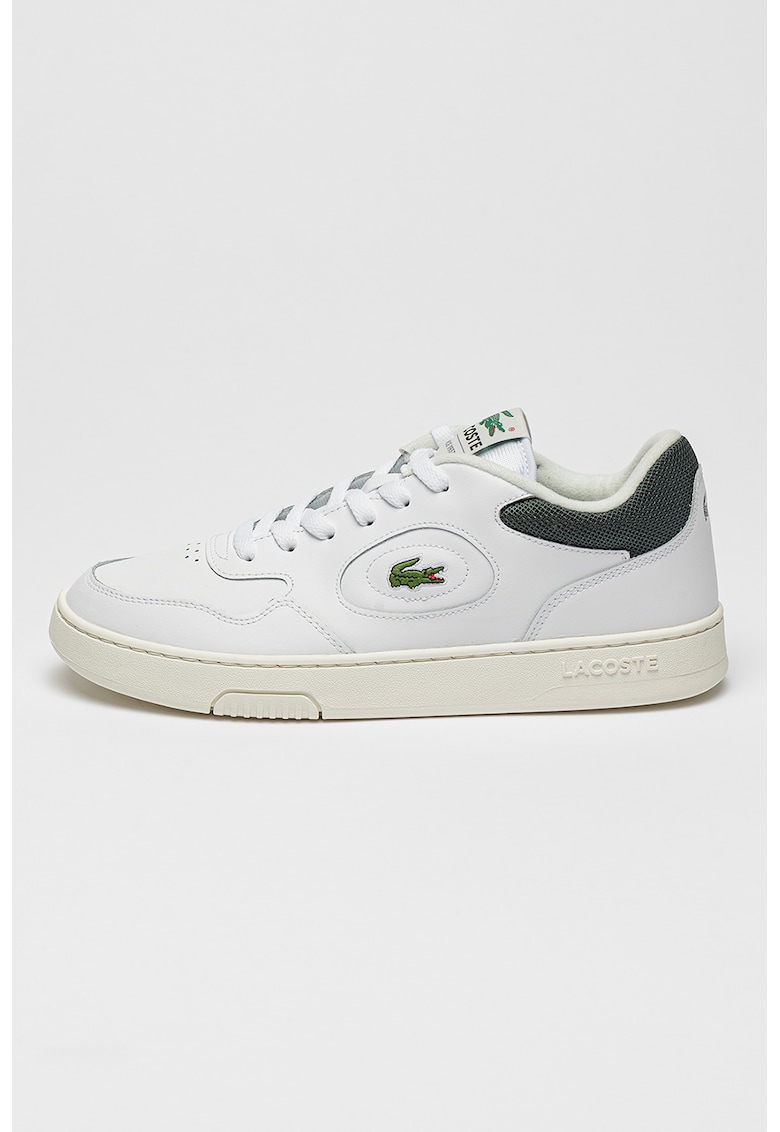 Pantofi sport din piele cu detalii logo Lineset - Alb/Verde