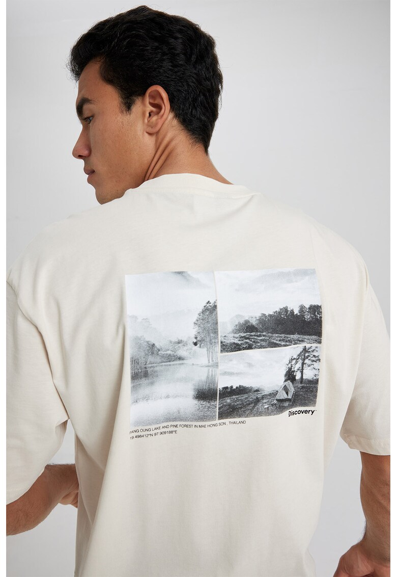 Tricou de bumbac cu imprimeu pe partea din spate