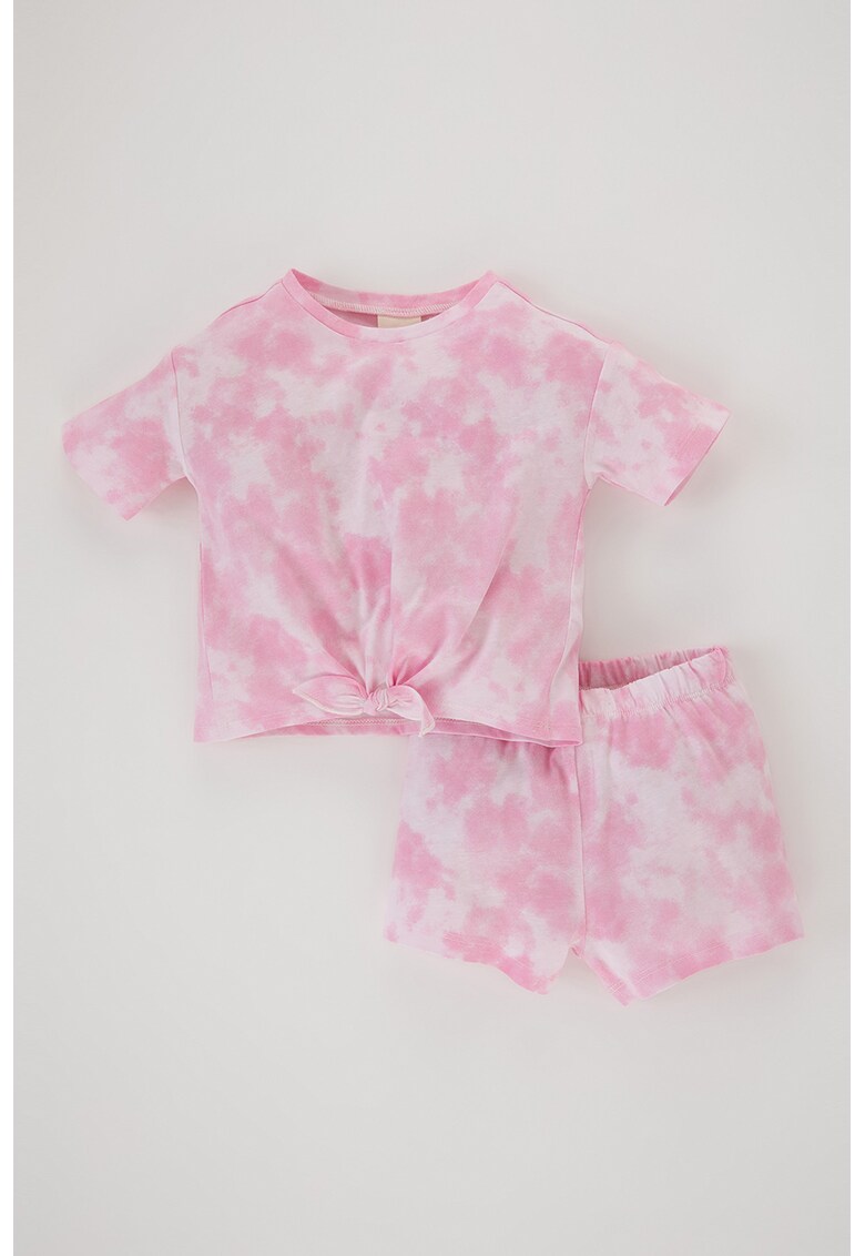 Pijama cu model tie-dye si nod frontal
