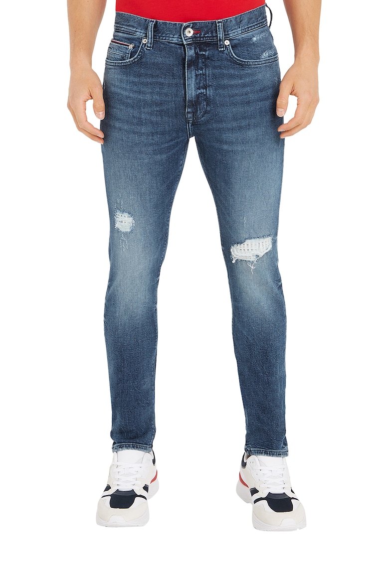 Blugi slim fit cu aspect deteriorat Bleecker