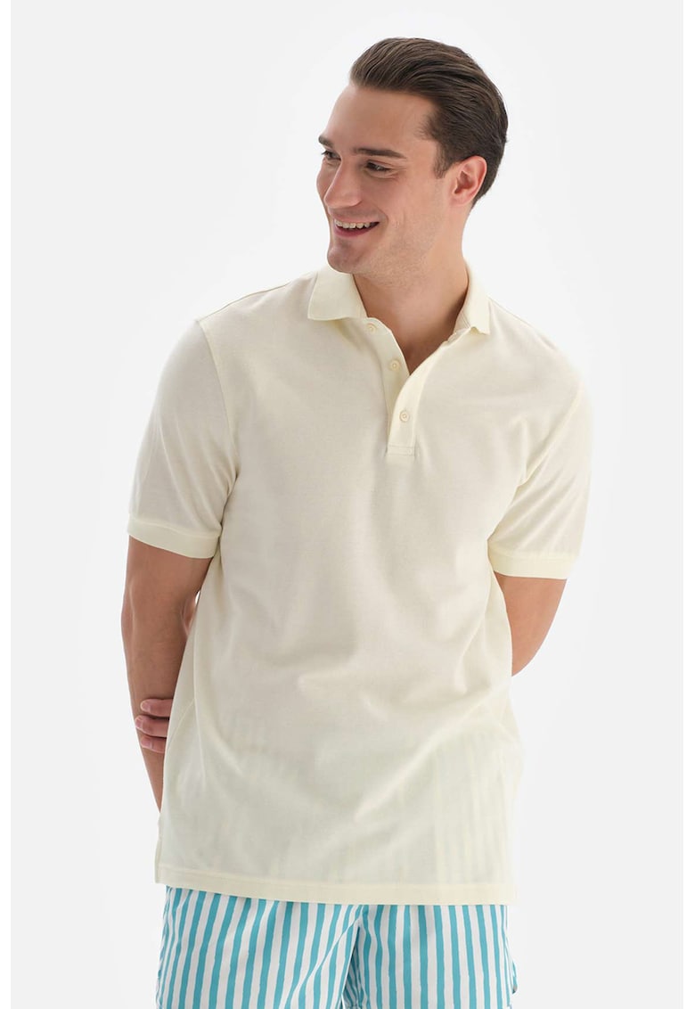 Tricou polo din bumbac - Alb fildes