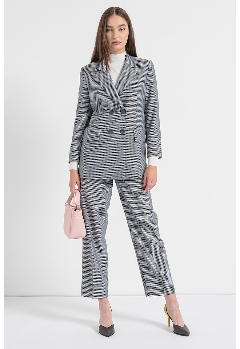 Sacou cu doua randuri de nasturi - Alb/Bleumarin