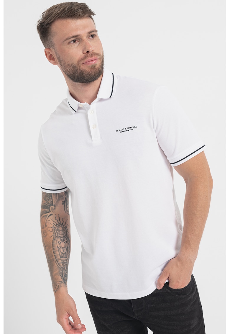 Tricou polo cu detalii contrastante