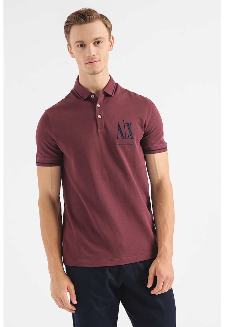 Tricou polo din bumbac cu broderie logo