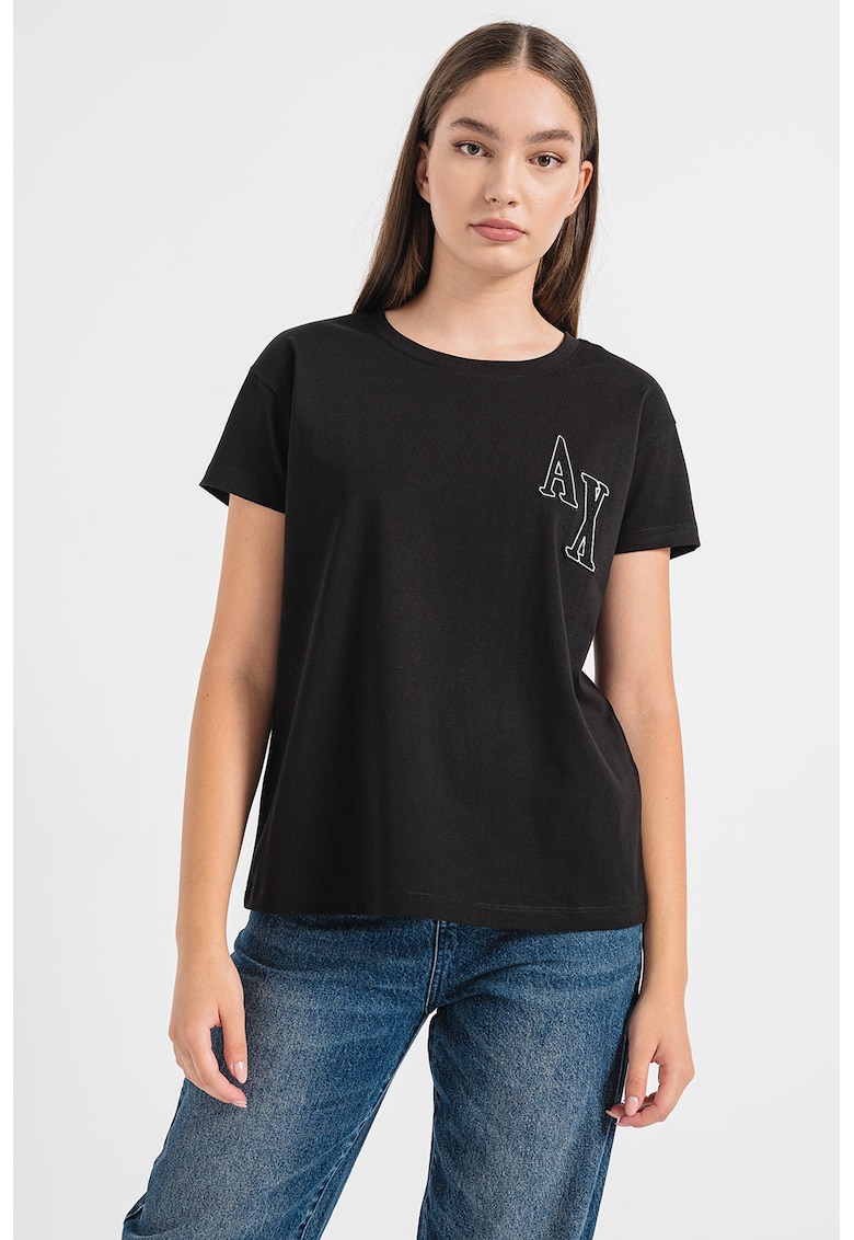 Tricou cu decolteu rotund si logo