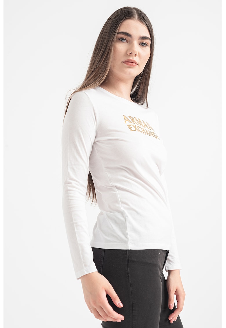 Bluza regular fit cu logo metalic