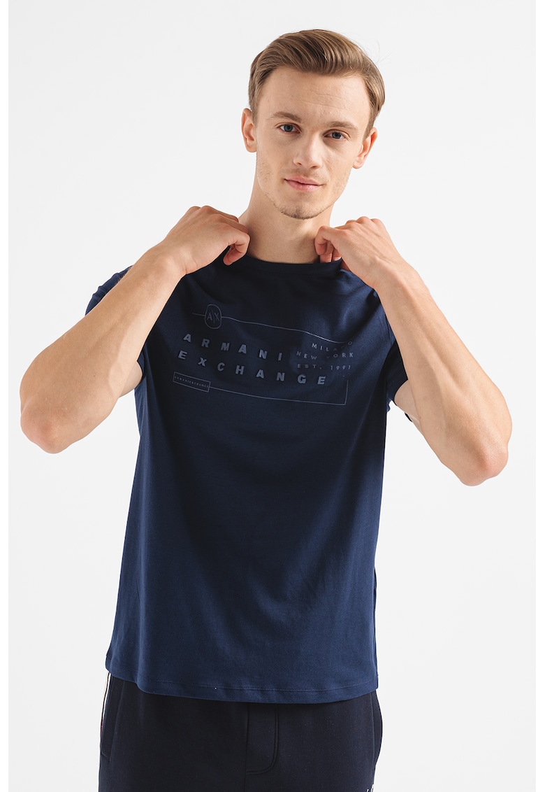 Tricou de bumbac cu logo in relief