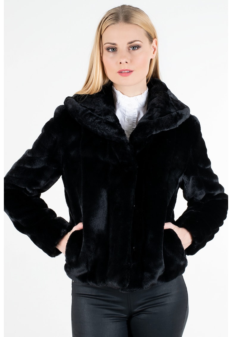 Jacheta din blana sintetica cu gluga Sophy 10770