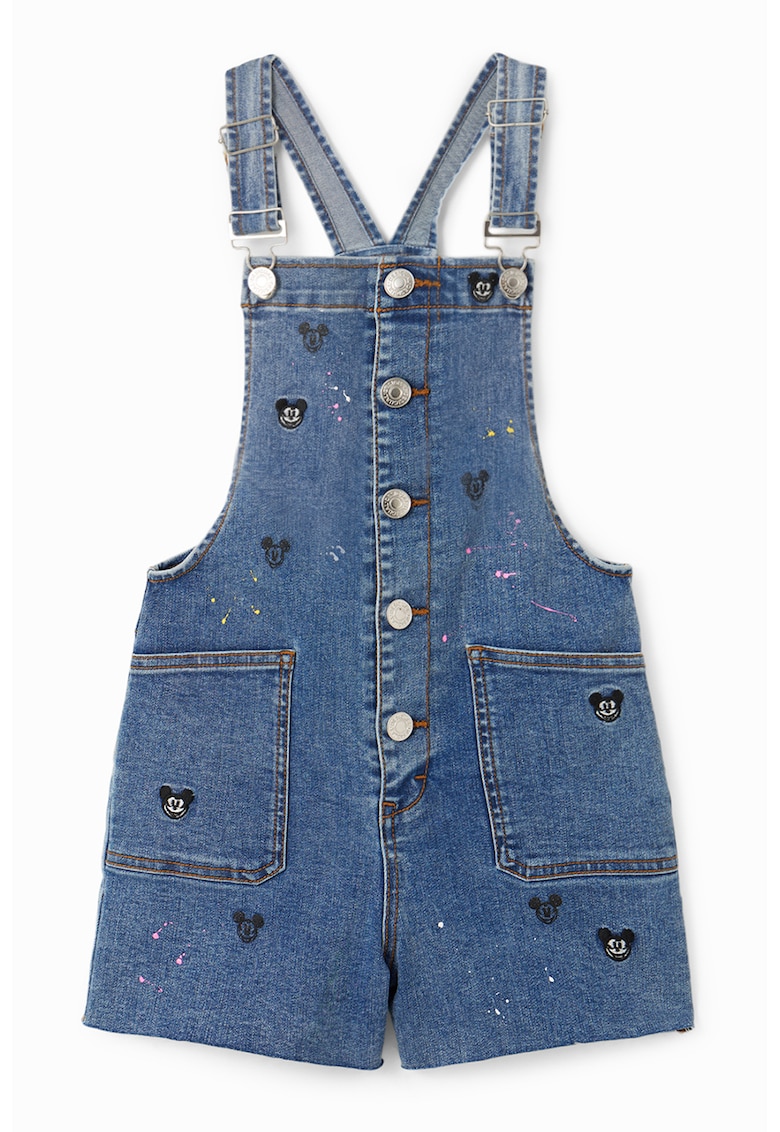 Salopeta de denim cu broderii