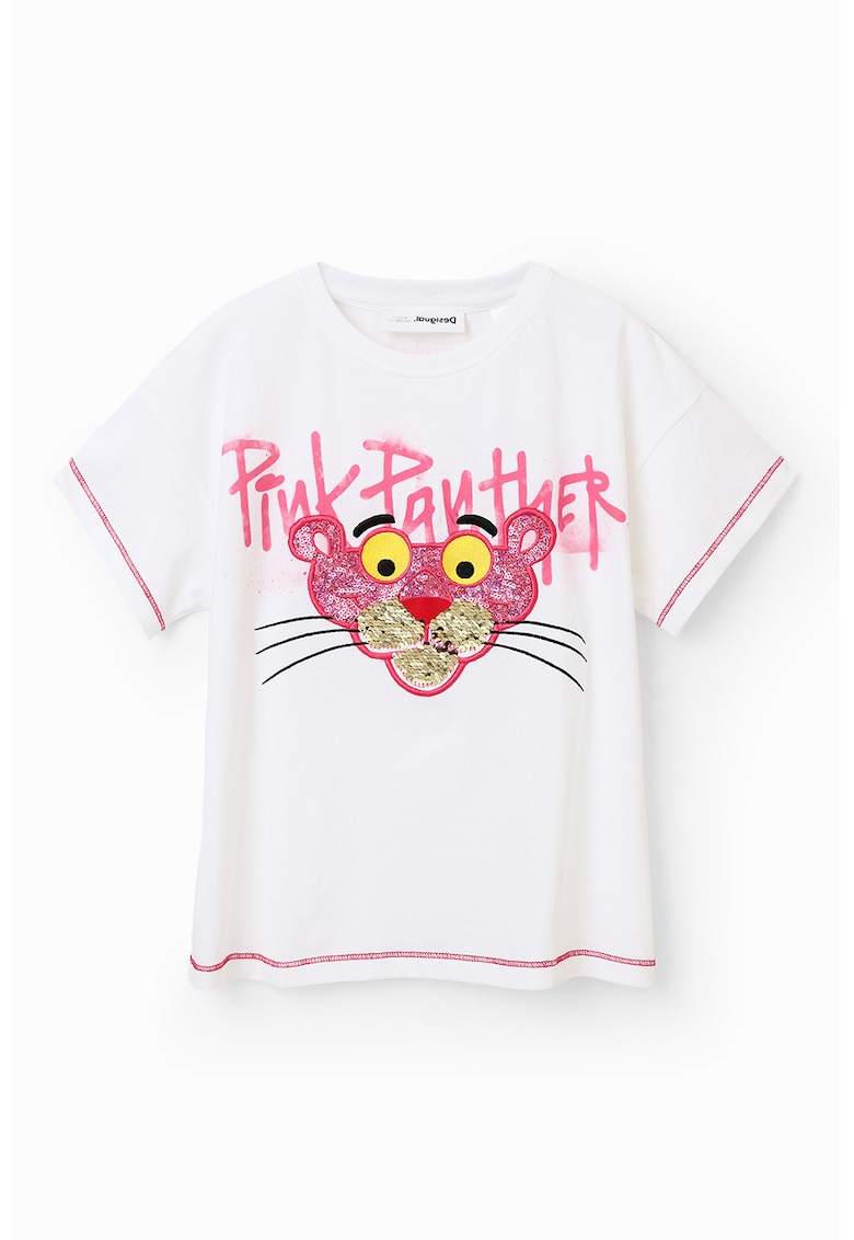 Tricou de bumbac cu desene - Alb/Roz