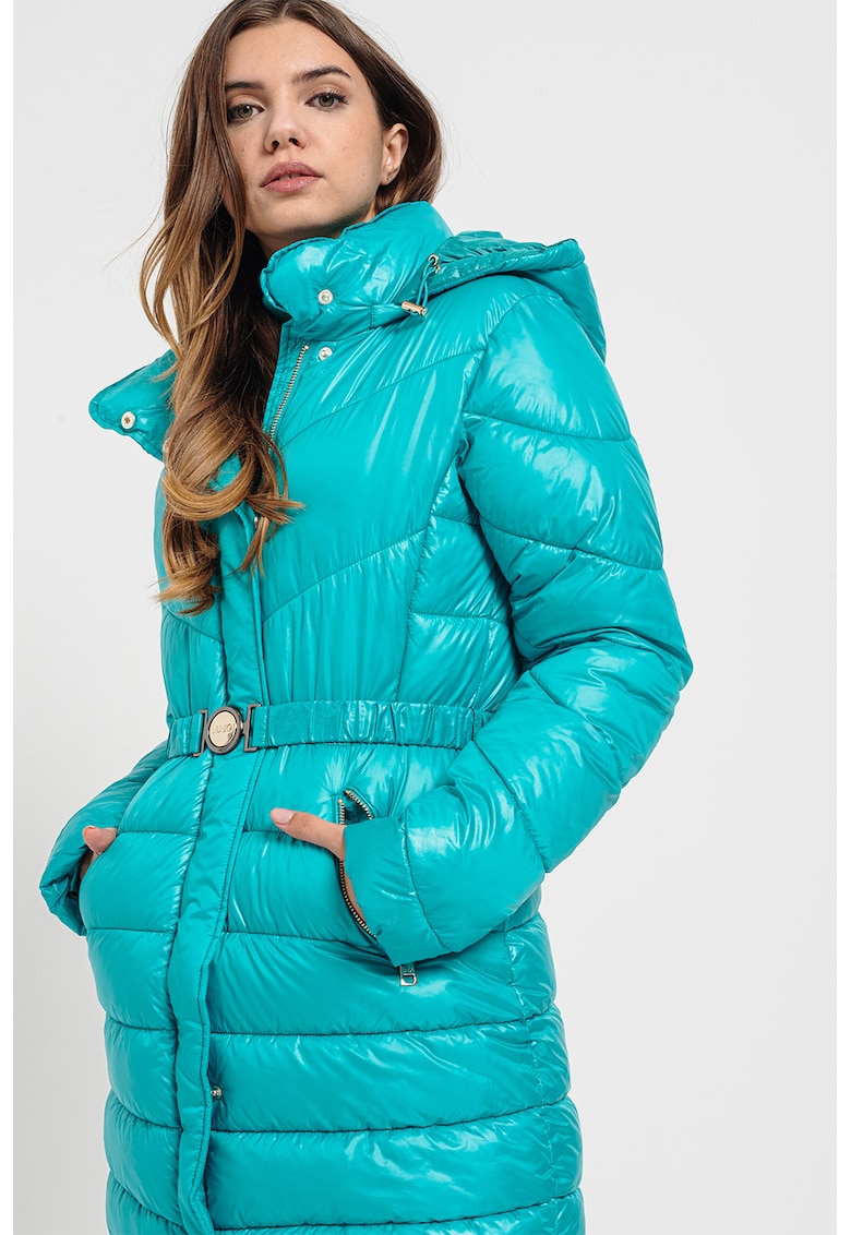 Geaca cu o curea elastica in talie - Turcoaz
