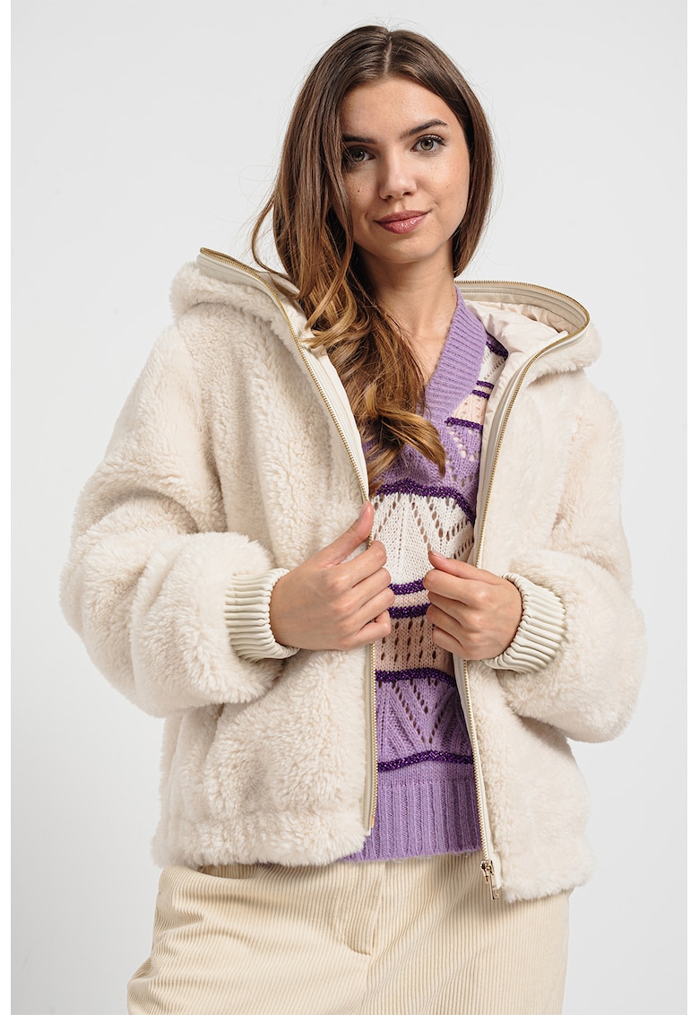 Jacheta de blana sherpa cu fermoar
