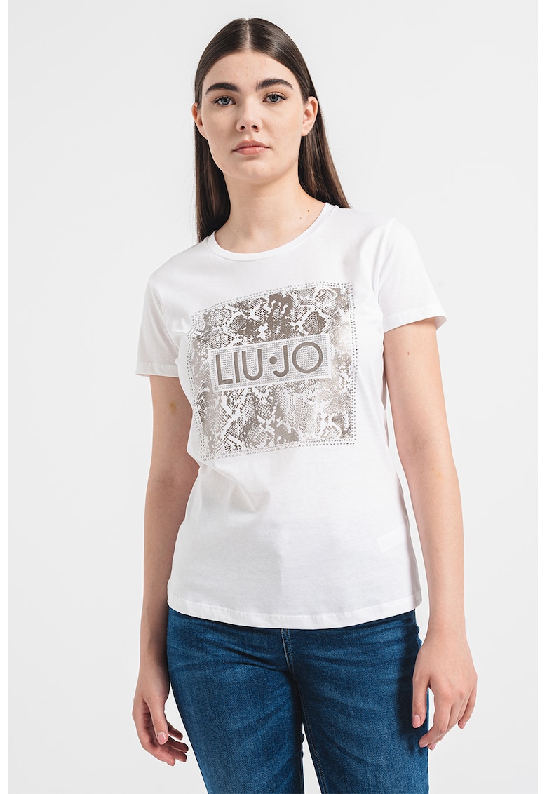 Tricou de bumbac cu strasuri