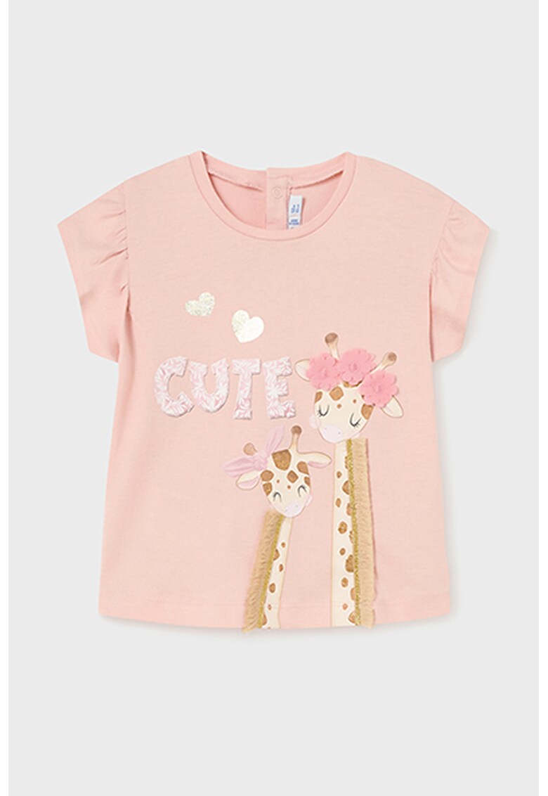 Tricou cu imprimeu grafic - Roz pastel