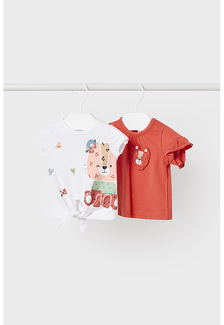 Set de tricouri din amestec de bumbac - 2 piese - Rosu/Alb