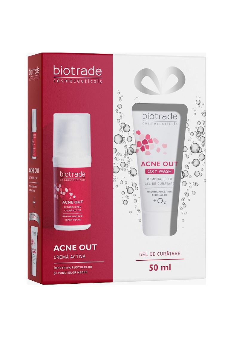 Pachet Acne Out Crema Activa 30 ml - Gel de curatare Acne Out Oxy Wash - 50 ml