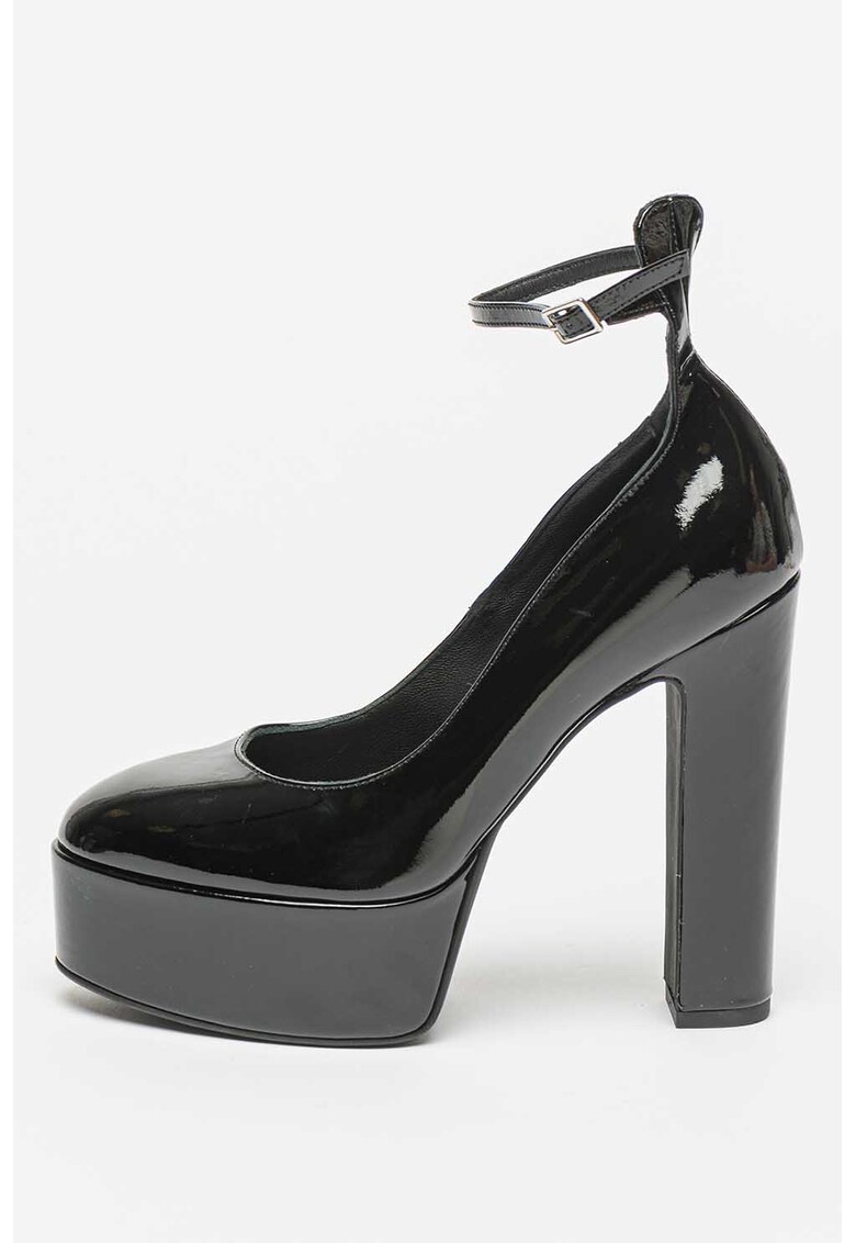 Pantofi de piele lacuita cu toc si platforma Puccini