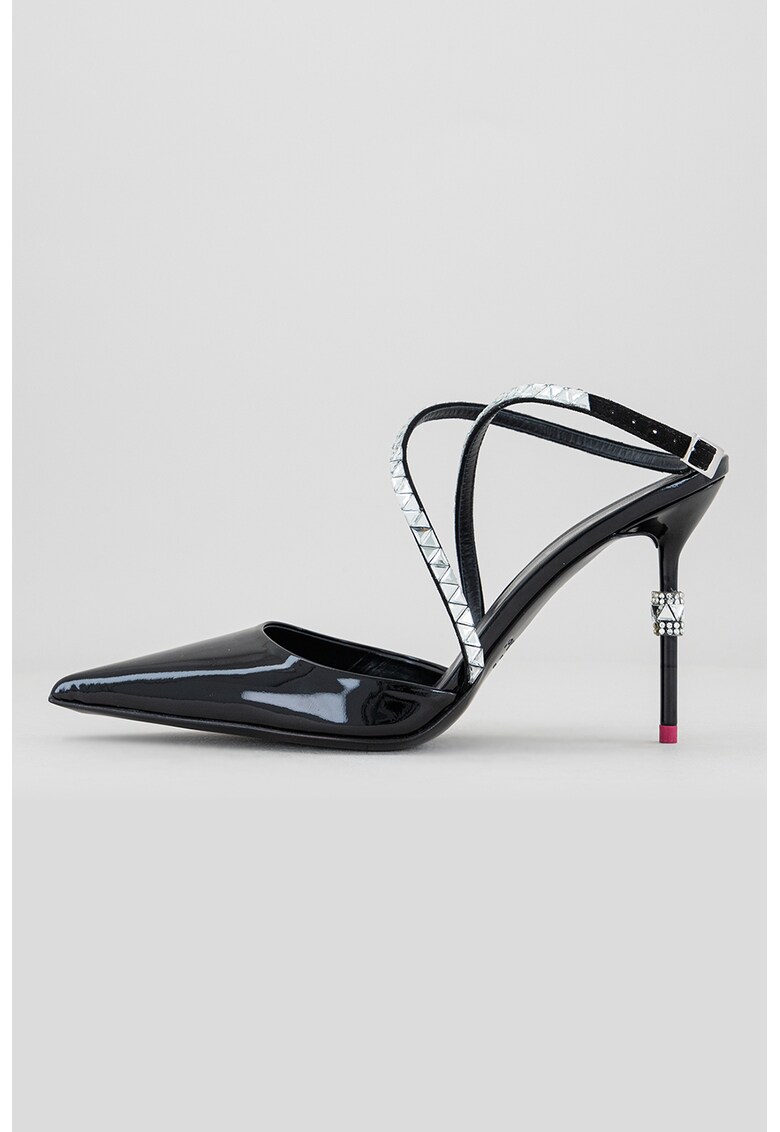 Pantofi stiletto de piele lacuite cu nijuterii decorative Carter