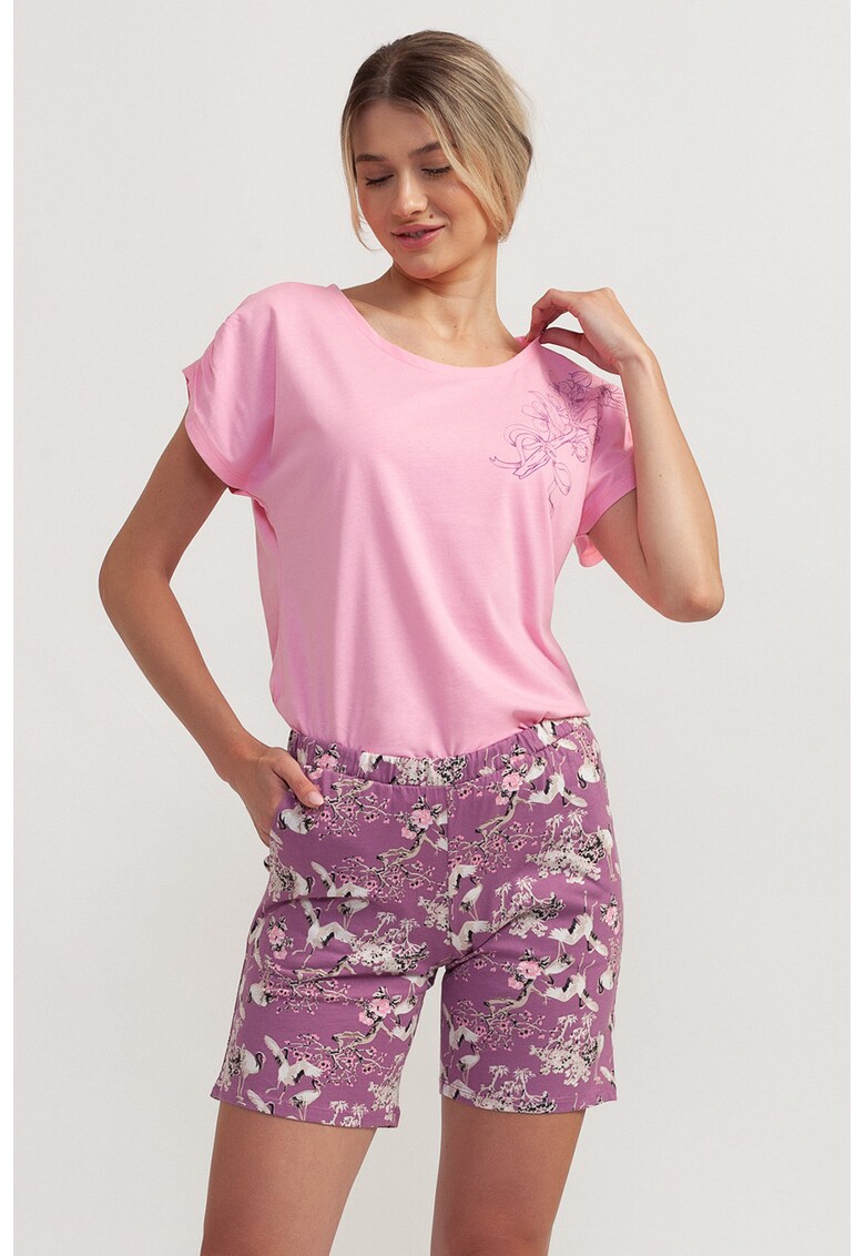Pijama scurta cu imprimeu floral Kaila
