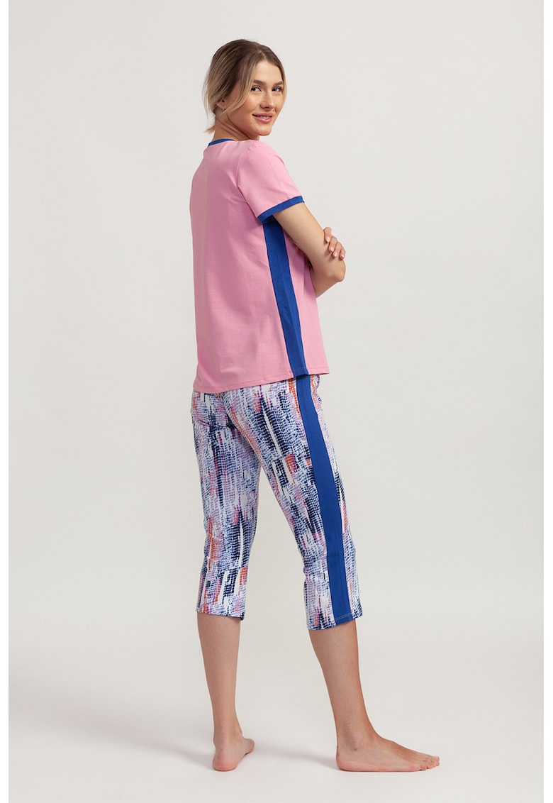 Pijama cu imprimeu si pantaloni 3/4 Karla